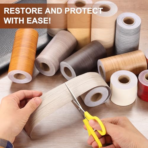 Image of MECCANIXITY Wood Grain Repair Tape, 4 Inch x 33 Feet Self Adhesive Wood Grain Tape Multi-Purpose Wallpaper Border Trim for Furniture Floors Windows Doors Tables Home DIY Projects, Maple