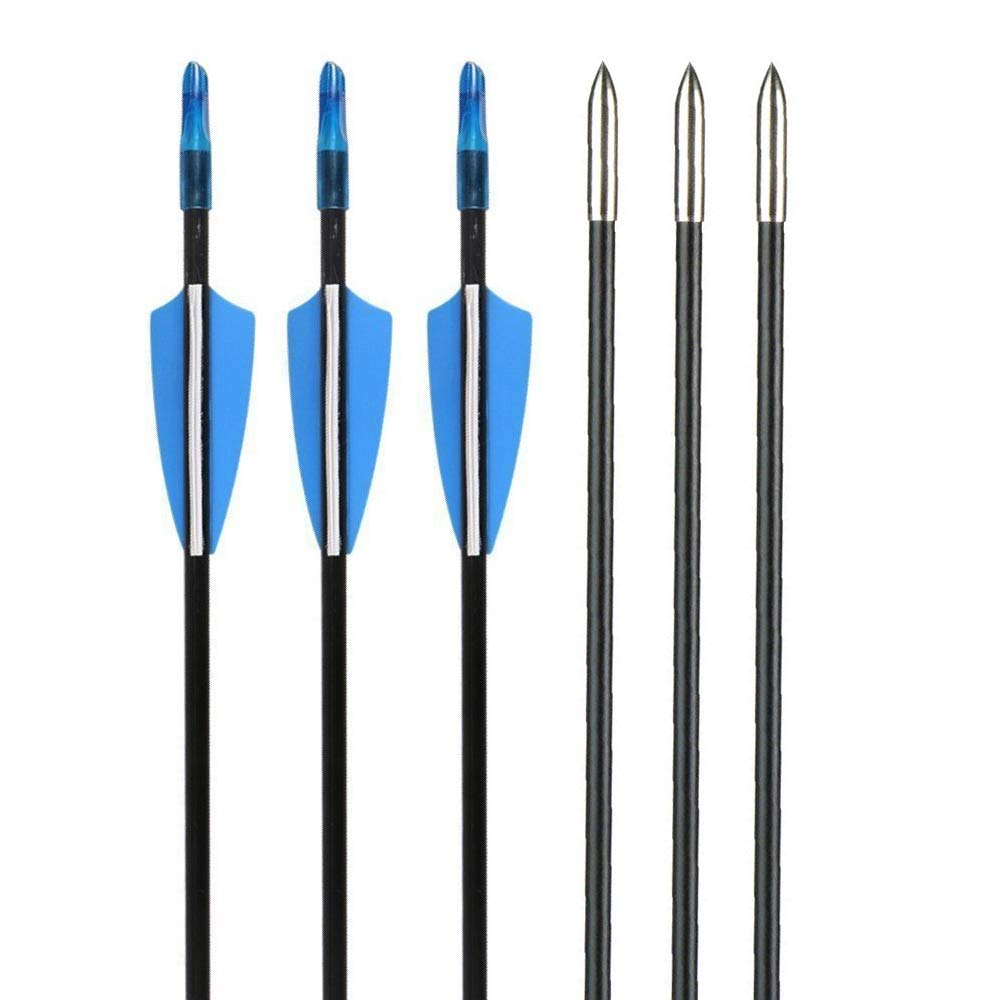 12pcs Flèches en Fibre de Verre 31 Pouces Flèches d'entraînement de Cible Spine 900 Flèches de Chasse avec Flèche Carquois pour 35 Lbs Arc Recourbé Arc Long Traditionnel