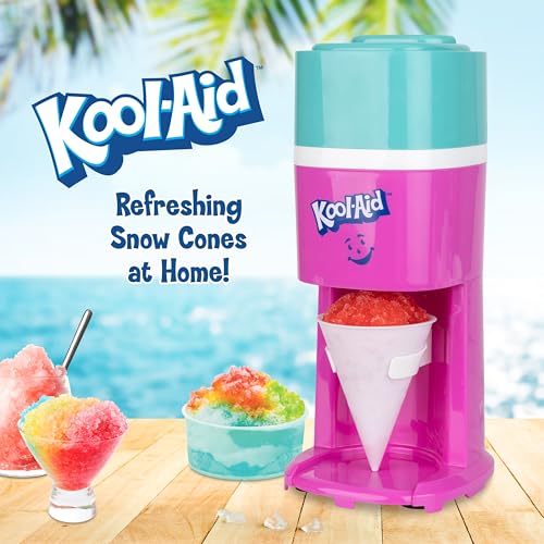 Image of Kool-Aid Shave Ice and Snow Cone Machine, Multi-Use Ice Shaver for Frozen Treats, Slushies, Snow Cones, and More - Reusable Cup and Ice Mold, Stainless Steel Blades - Sharkleberry