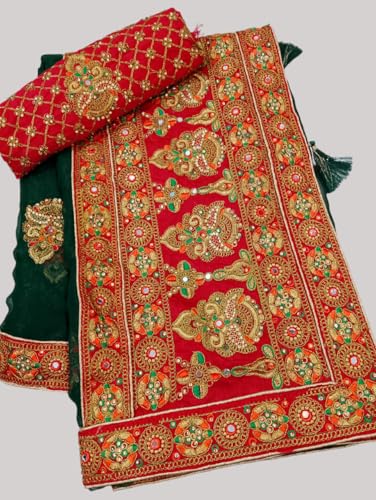 Image of Women's Bollywood Heavy Sequins Embroidery Work Georgette Saree with Unstitched Blouse