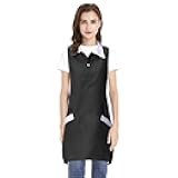 Women Polo Neck Vest Apron Nursing Dress Waitress Working Uniform for Hair/Nail Beauty Salon Hotel Restaurant