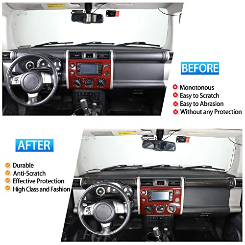 Image of Dashboard Center Console Trim Cover Compatible with Toyota FJ Cruiser 2007-2021 ABS Dashboard Dial Panel Cylindrical Trim Frame Accessories, 2PCS (Carbon Fiber Pattern Black)