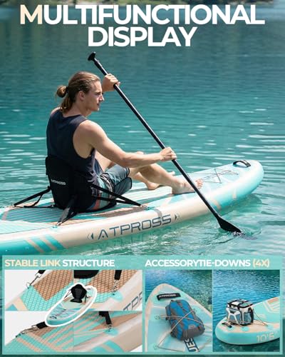 Image of 10'6''x33''Inflatable Stand Up Paddle Board, 400lbs Extra Wide Stand Up Paddleboard with Kayak Seat, Anti-Slip EVA Deck Premium SUP Accessories Kit, Non-Slip Stable Deck Boat