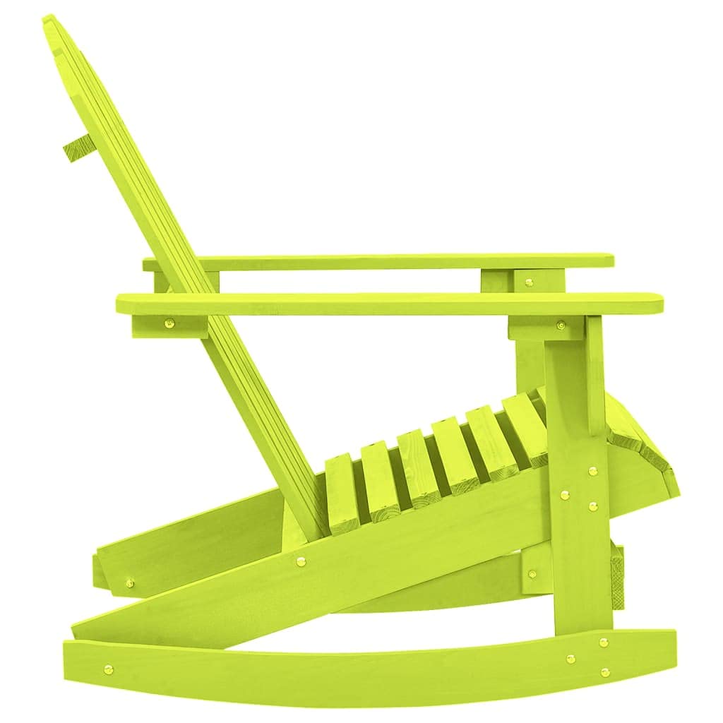Sedia a Dondolo da Esterno in Legno Massello, Design Adirondack con Struttura Robusta, Sedia da Giardino Comfortevole, Poltrona da Giardino, Sedie da Giardino,Verde, 70 x 91.5 x 92 cm