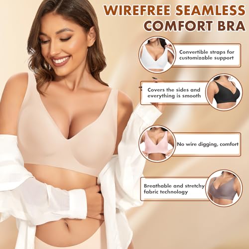Deep V Wireless Bras for Women Seamless No Underwire Bra Comfortable Everyday Wirefree Bras3