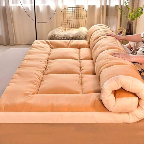 Gruby japoński materac futon 120 x 200 cm – oddychający, składany materac podłogowy dla dorosłych – idealny na kemping i do użytku domowego, wygodne rozwiązanie do spania, oszczędność miejsca