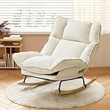 HDHNBA Schaukelstuhl mit Verstellbarer Rückenlehne, Extrabreiter gepolsterter Gleitstuhl Bequemer Relaxsessel, Moderner Akzentstuhl für Wohnzimmer Kinderzimmer Schlafzimmer