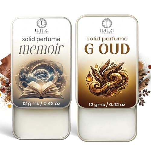 Image of Solid Perfume |G oud&Memoir Alcohol Free Wax Perfume Balm, Long Lasting | Pocket Tin 12g, Pack Of 2| Non Greasy Smooth Glide, Travel Friendly Men And Women