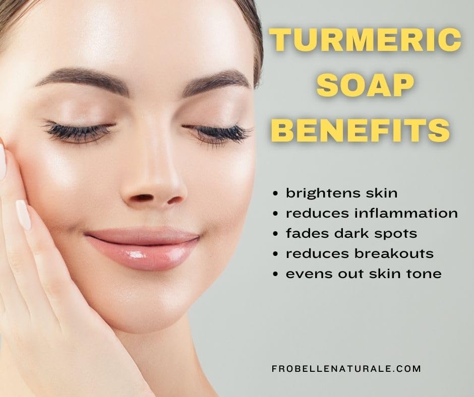 Miniatura 2 de Frobelle Naturale Turmeric and Lemon Honey Soap - for Face and Body  Brightens Skin, Reduces Acne, Fades Dark Spots, Improves Hyperpigmentation,