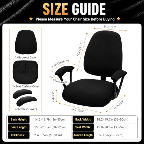 Image of DIVA EN CAMINO DEC Stretchable Split Office Chair Seat Covers - Stretch Computer Chair Slipcover - Washable Rotating Backrest Coverings & Cushion Protectors & Armrest Covers for Dogs, Cats, Pets