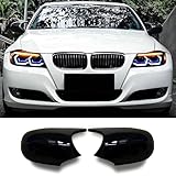 Mengjiesi Mirror Caps Gloss Black Compatible with 3 Series E90 E91 2008-20011 E92 E93 2010-2013, 1 Series E81 E82 E87 E88 LCI Models Rearview Side Wing Mirror Cover Caps