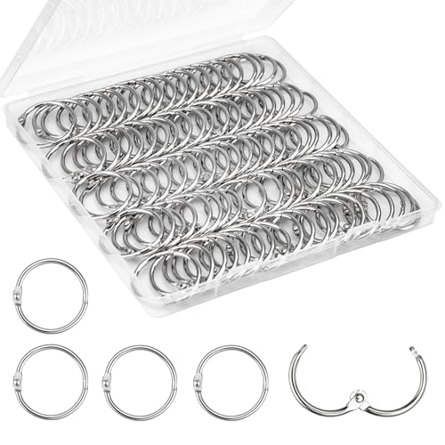 Image of OWLKELA 135 Pcs Binder Rings 1 Inch, Loose Leaf Binder Ring, Metal Book Rings, Flash Card Rings, Index Card Rings, Clip Rings, Nickel Plated Steel Binder Rings, Key Rings