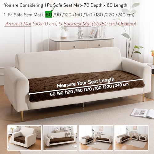 Image of HOKIPO 'Velvet Maze' Premium Anti Slip Sofa Cover Mats for L Shape and 1 /2 /3 Seater Sofa. Make Your Own Sofa Cover Set, 70(D) x 60(L) cm, Dark Brown (AR-5903-DBR)