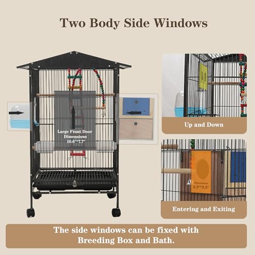 Large Parakeet Cage,Small Bird Cage,Cockatiel Cage for Birds with Covers,Parrot Cage Accessories for Finch,Cockatiels,Conure Bird,Budgie,Pigeon,Canary,Lovebird,Quaker (Meduim Birdcage) - Image 5