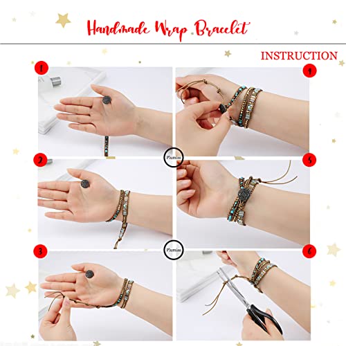 Plumiss Women Natural Imperial Jasper Beaded Vegan 3 Wrap Stackable Bracelet thumb #6