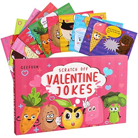 Geefuun 40 Sets Valentines Cards for Kids - 40 Scratch Off Jokes Cards + 40 Envelopes Classroom School Exchange Gifts Love Party Favors Supplies Cover