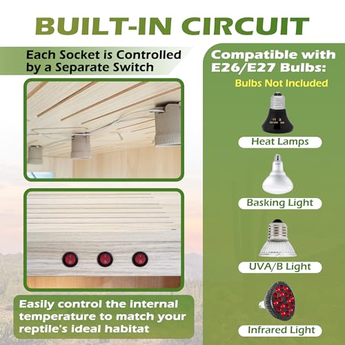 Image of Royxen Reptile Enclosure,82 Gallons Reptile Tank with Wooden Top and Lockable Design,Tempered Glass Bearded Dragon Tank for Lizard Gecko Habitat (Oak,48 inch Length)