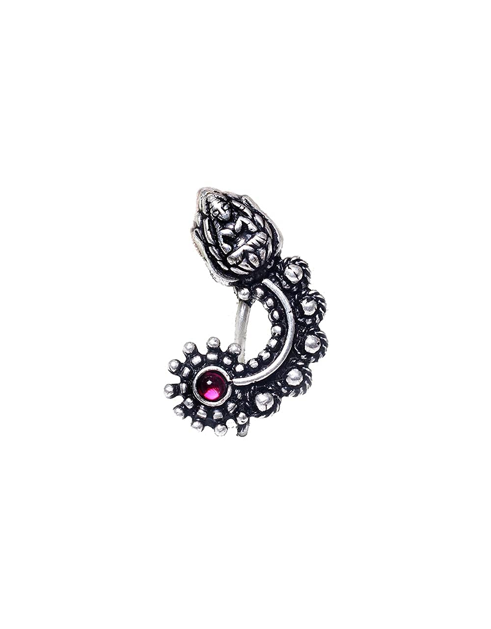 Anuradha ArtOxidised nose pin for women | Clip on | Press On | Without piercing | Silver | Latest nose pin deigns