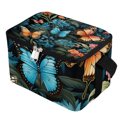 GzLeyigou Lunch Bags for Women Men 9 Cans,Butterfly Print Hot & Cold Food Delivery Bag Insulated Grocery Bag Insulated Lunch Box Floral Cooler Bag for Office Work Picnic Beach