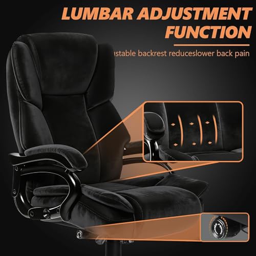 Image of Indulgear 500lbs Fabric Big and Tall Office Chair,500lbs Heavy Duty Office Chair for Heavy People, High Back Executive Computer Chair with Adjustable Lumbar Support, Dual Rubber Wheel
