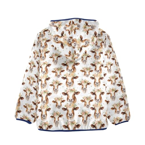 Cute Cow Boys Fleece Coat,Children's Zip-Up Hoodie Jacket,Baby Warm Fashion Outerwear 3-10T,A1133182