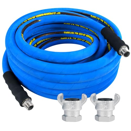 3/4 inch x 50FT Rubber Air Hose Include 2 Pcs Chicago Style Connectors