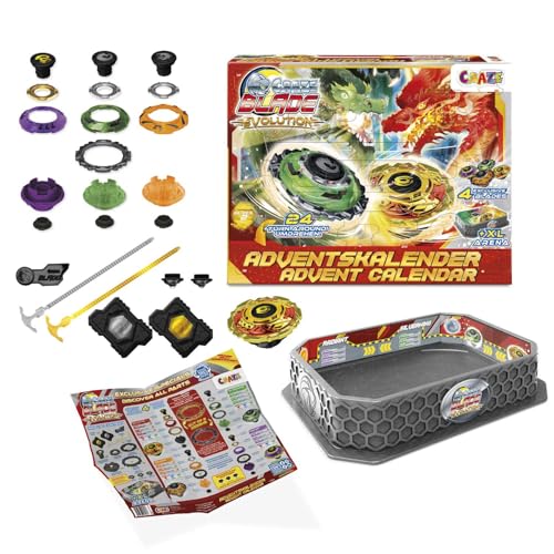 CRAZE BLADE Spielzeug Adventskalender Jungen – Kampfkreisel Weihnachtskalender Kinder mit Battle Arena, Launcher, Kreisel