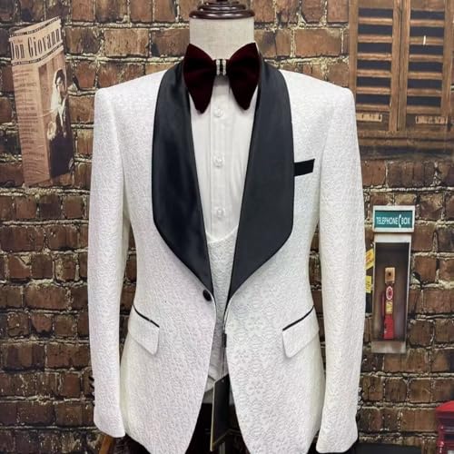 Men's Suit 3 Piece Fashion Floral Slim Fit Tuxedo for Men Jacket Pants Suit for Wedding Prom Party Dinner2