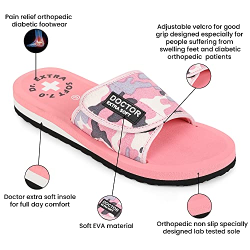 DOCTOR EXTRA SOFT Women's Camo Care Orthopaedic and Diabetic Adjustable Strap Super Comfort Dr Sliders Flip-flops and House Slippers OR-D-54