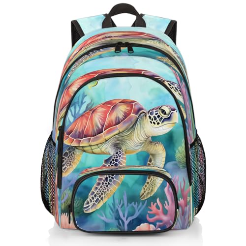 Sea Turtles Ocean Tortoise Laptop Backpack for Women Men, 18.3 Inch Large Computer Backpacks Fashion Teacher Nurse Bag Casual Daypack for Work Travel
