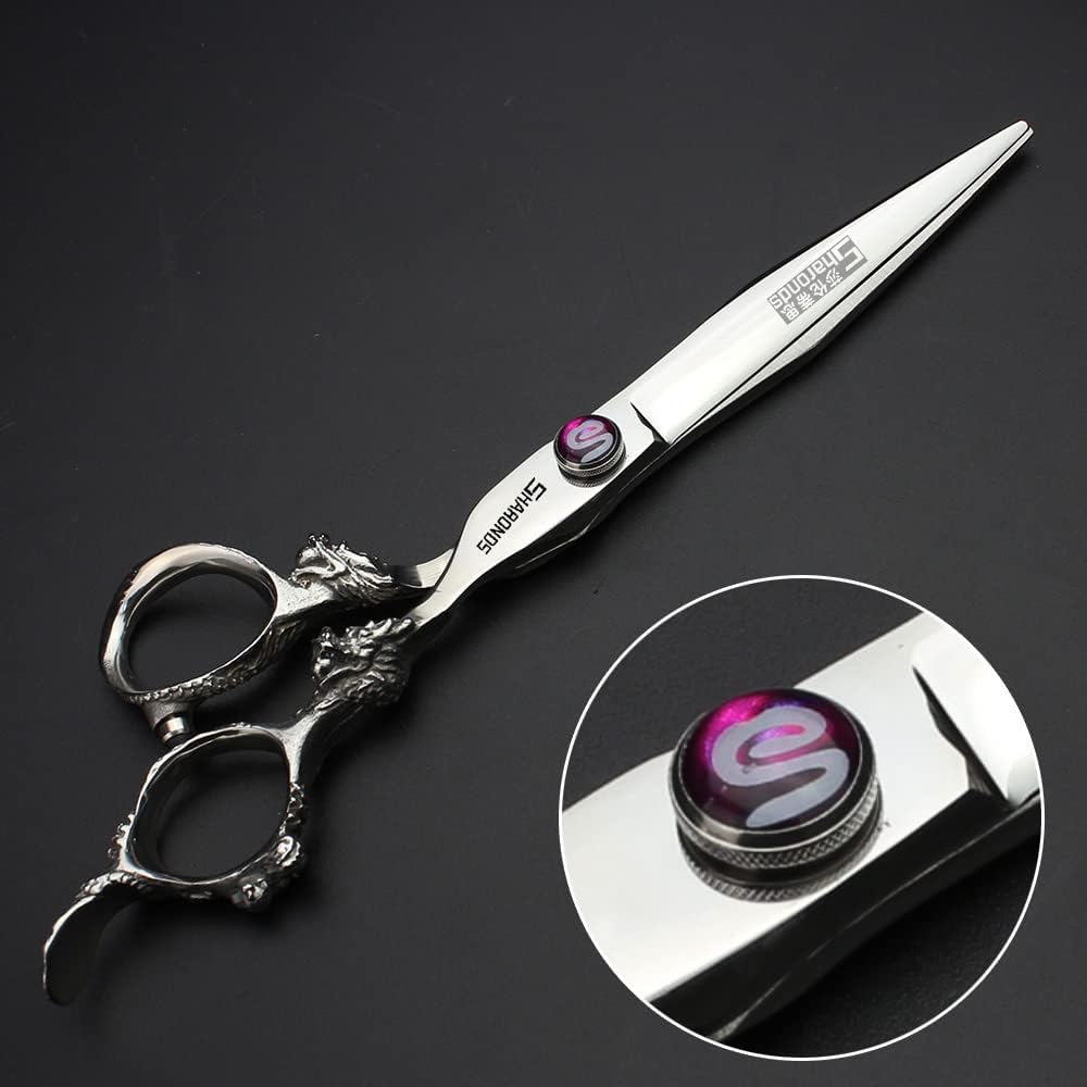 Professional Japanese Hair Scissors - 440C Stainless Steel/Rose Razor Edge (7-inch, 2pc Set) with Gift Scissors Bag
