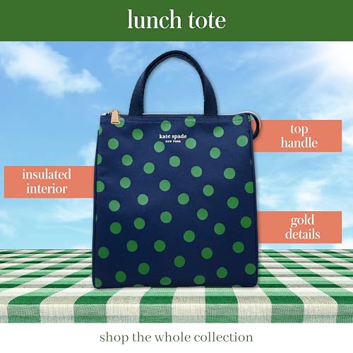 Image of kate spade new york Portable Soft Cooler Lunch Bag, Thermal Tote with Insulated Interior Lining and Storage Pocket, Lunch Tote for Women, Sonnet Dot