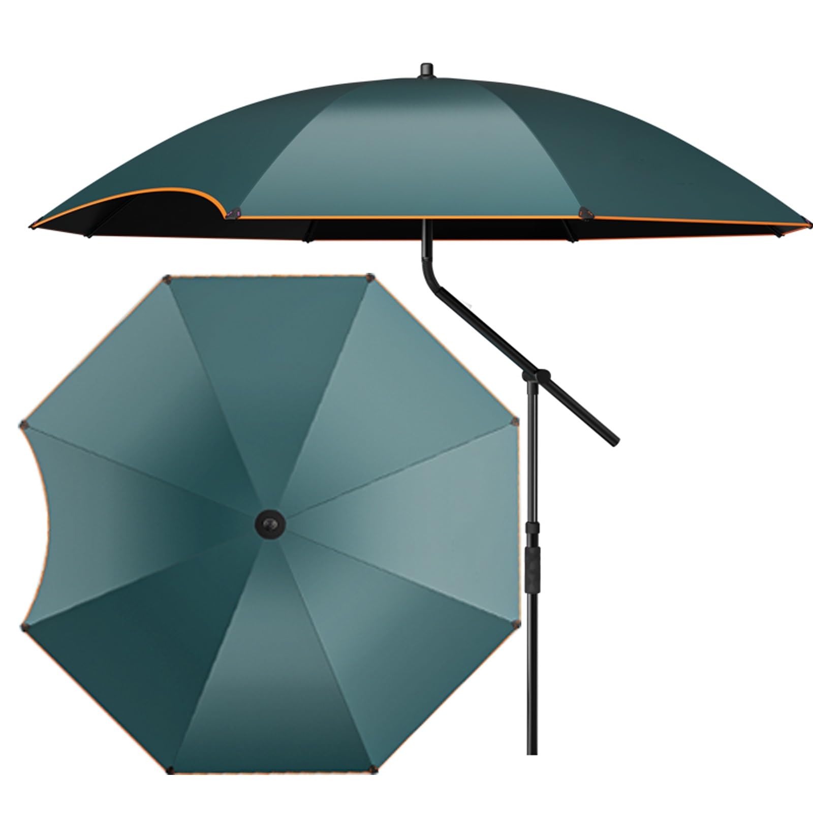 Parasol wędkarski, parasol ogrodowy, odporny na wiatr, trwały, lekki, z przyciskiem nachylenia i korbą, z kotwicą piaskową