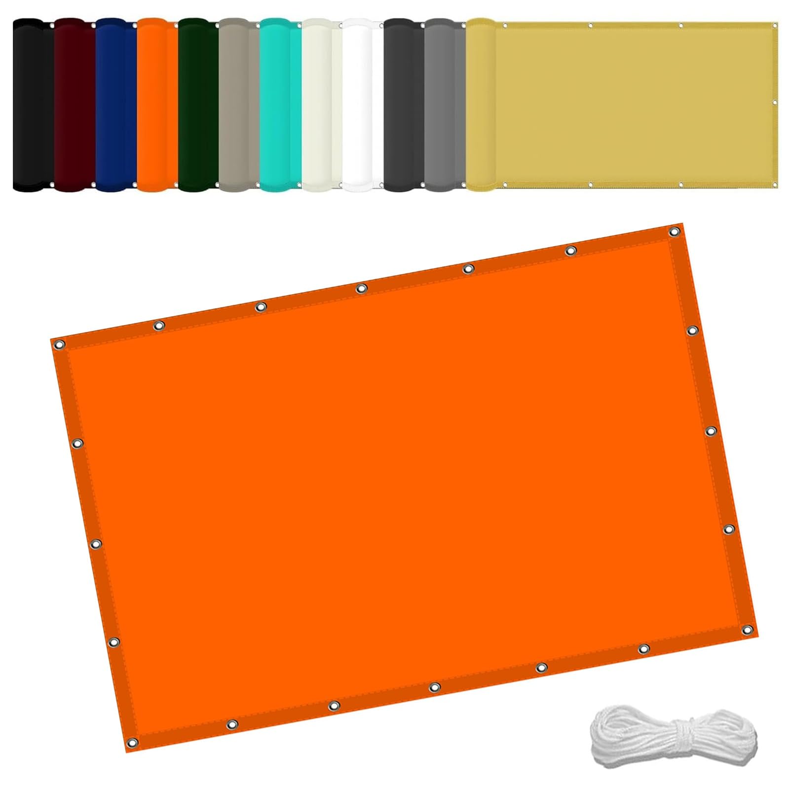 GLDYTVF Waterproof Shade Sail 1.1 x 2m (3.6 x 6.6ft) Garden Net with Free Rope Weather Resistant Grommets Sail Shades for Fence Pergola Balcony Orange