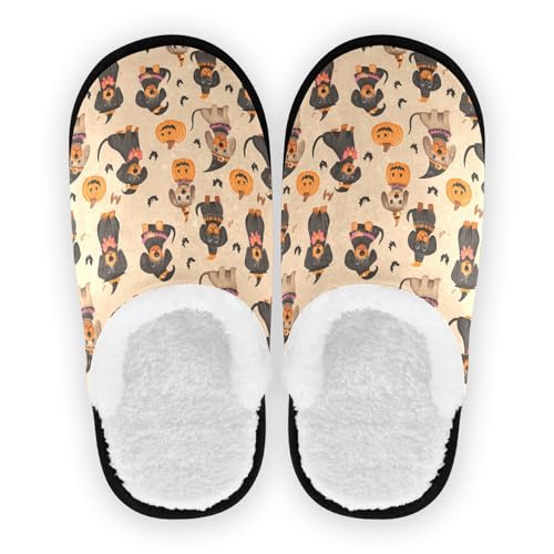 Women's Men's Fuzzy Slippers Cozy House Shoes Travel Warm Halloween Dachshund Dogs Slippers