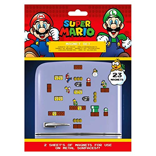 Super Mario - Juego de 23 imanes (18 x 24 x 0, 3 cm), Multicolor