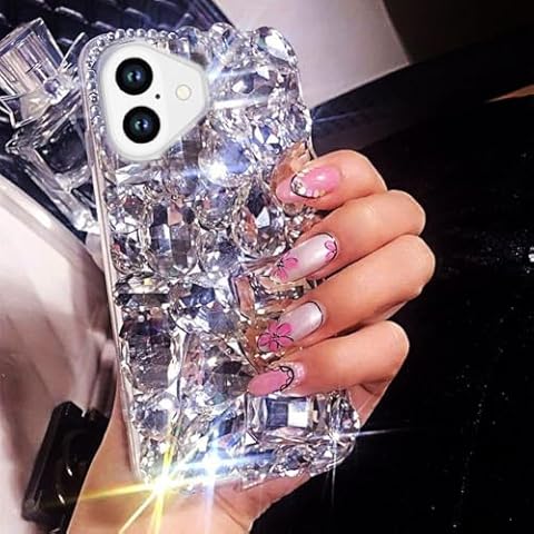 Bonitec Bling Case Compatible with iPhone 16 Case Bling for Women, Luxury Crystal Rhinestone Girly Phone Case, Glitter 3D Sparkle Diamond Cover Case, Clear Cover