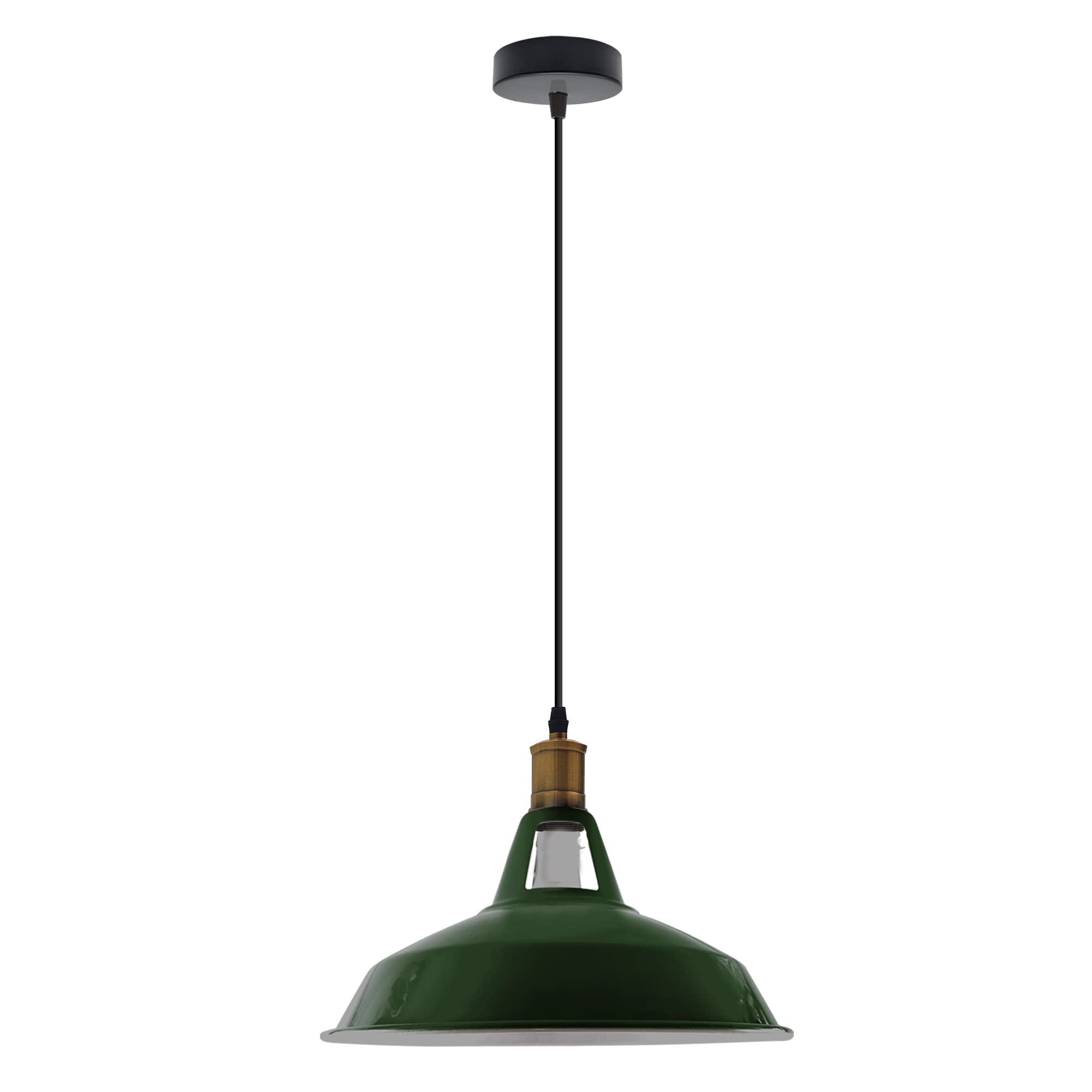 DC VOLTAGE White Vintage Industrial E27 Ceiling Pendant Light Metal Barn Slotted Shape Shade Hanging Indoor Retro Lights for Bedroom, Dining Room, Foyer, Home and Office (Green) — image 1