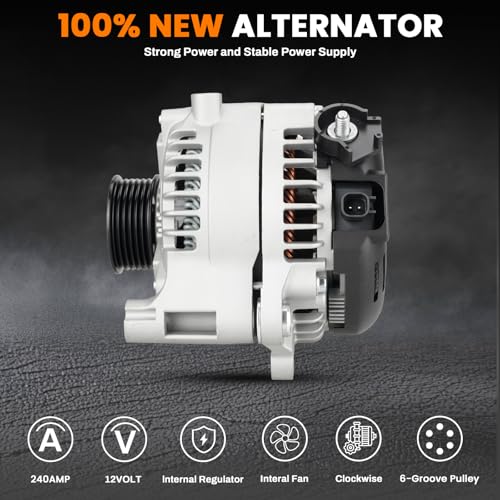 Image of 56029803AA Alternator 12V 240A Compatible with Jeep Wrangler 2018-2023 3.6L, Jeep Gladiator 2020-2023 3.6L, Car Alternator Parts Replaces 42338 21025 21025N 4210007231