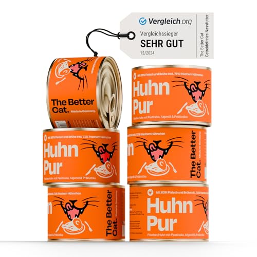 The Better Cat - Getreidefreies Nassfutter mit extra hohem Fleischanteil - Premium Katzenfutter ohne Getreide und ohne Zucker (200g, Huhn)
