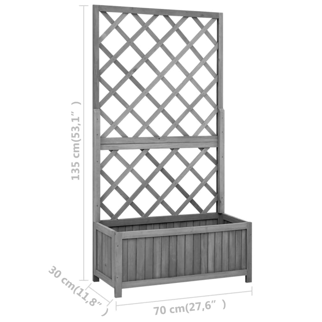 Pergola ogrodowa ze skrzynką na kwiaty, czarna, z litego drewna jodłowego, 70 x 30 x 135 cm, odporna na warunki atmosferyczne i mrozoodporna, podpora dla roślin pnących, donica na balkon