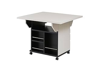 バタフライ　カウンターテーブル　ホワイト ホームテイスト キッチンワゴン キャスター付き 木製 天板付き