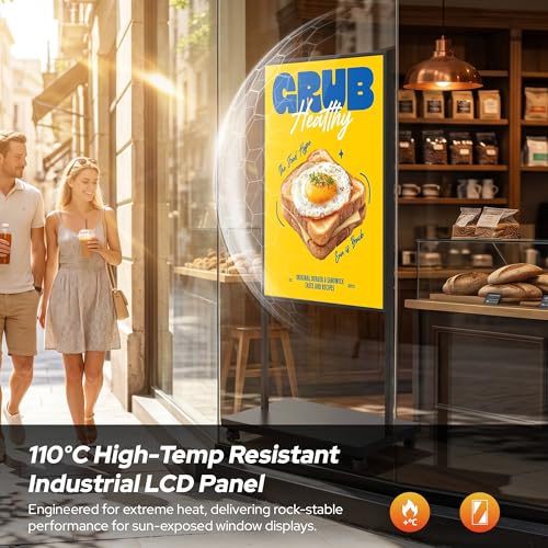 Image of 43 Inch Digital Signage Display, 3000 Nits Ultra Bright LCD Advertising Screen, Android 14 Mobile App Control & CMS with USB /HDMI /WiFi for Retail Restaurant Hotel