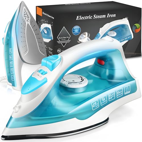 Retoo Plancha de vapor, 1200 W, golpe de vapor, vapor vertical, suela de teflón, base de teflón, 150 ml, depósito de agua, calentamiento rápido, planchado sencillo y eficaz, 220 V, color blanco y azul Retoo Plancha de vapor, 1200 W, golpe de vapor, vapor vertical, suela de teflón, base de teflón, 150 ml, depósito de agua, calentamiento rápido, planchado sencillo y eficaz, 220 V, color blanco y azul