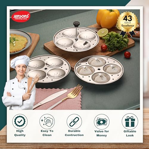 Image of Jensons Premium Stainless Steel 3 Idli Plates - 12 Idlis /Idli Stand for 3 Litre and bigger Pressure Cooker /Fluffy Idli maker plate only /Deep Thate Idli plate - Small