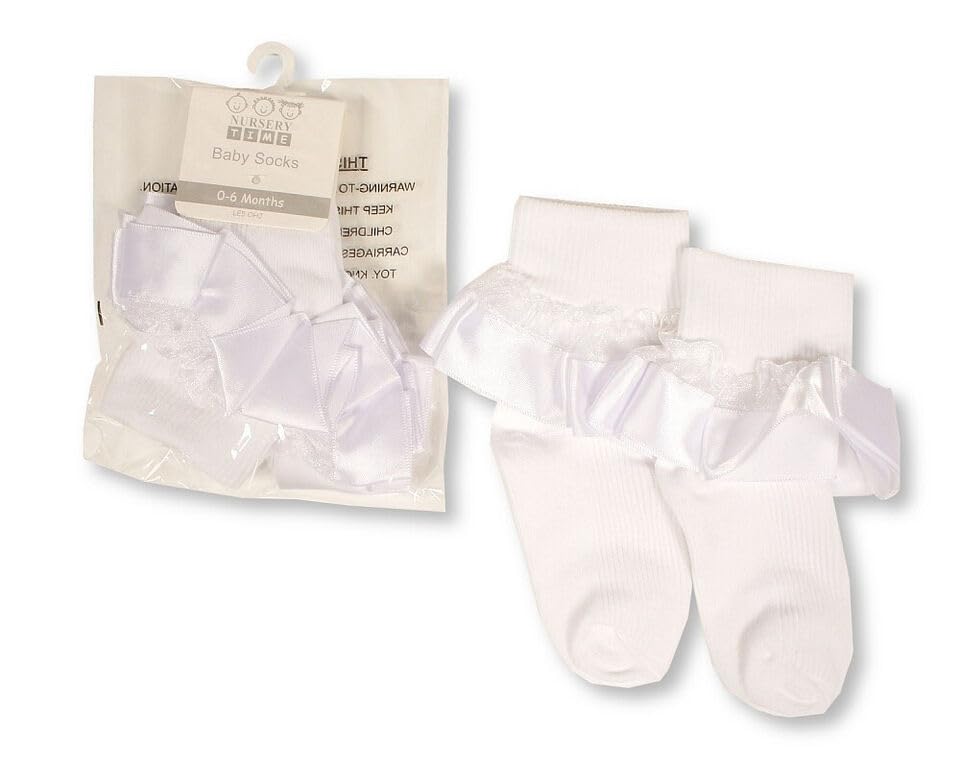 Gum & Berries Baby Infant Socks Ankle Height With Frills 6-12 Months Babies Infant White, White, us 6-12m