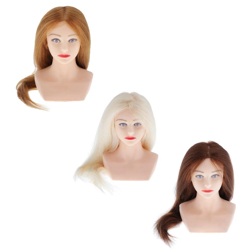 TISHITA Haarstyling Kopf Trainingskopf Frisierkopf Kosmetologie Puppenkopf mit Glattem Waschbarem Und Nicht Haarendem Haar für Damen Schüler Zuhause Salon, Beige
