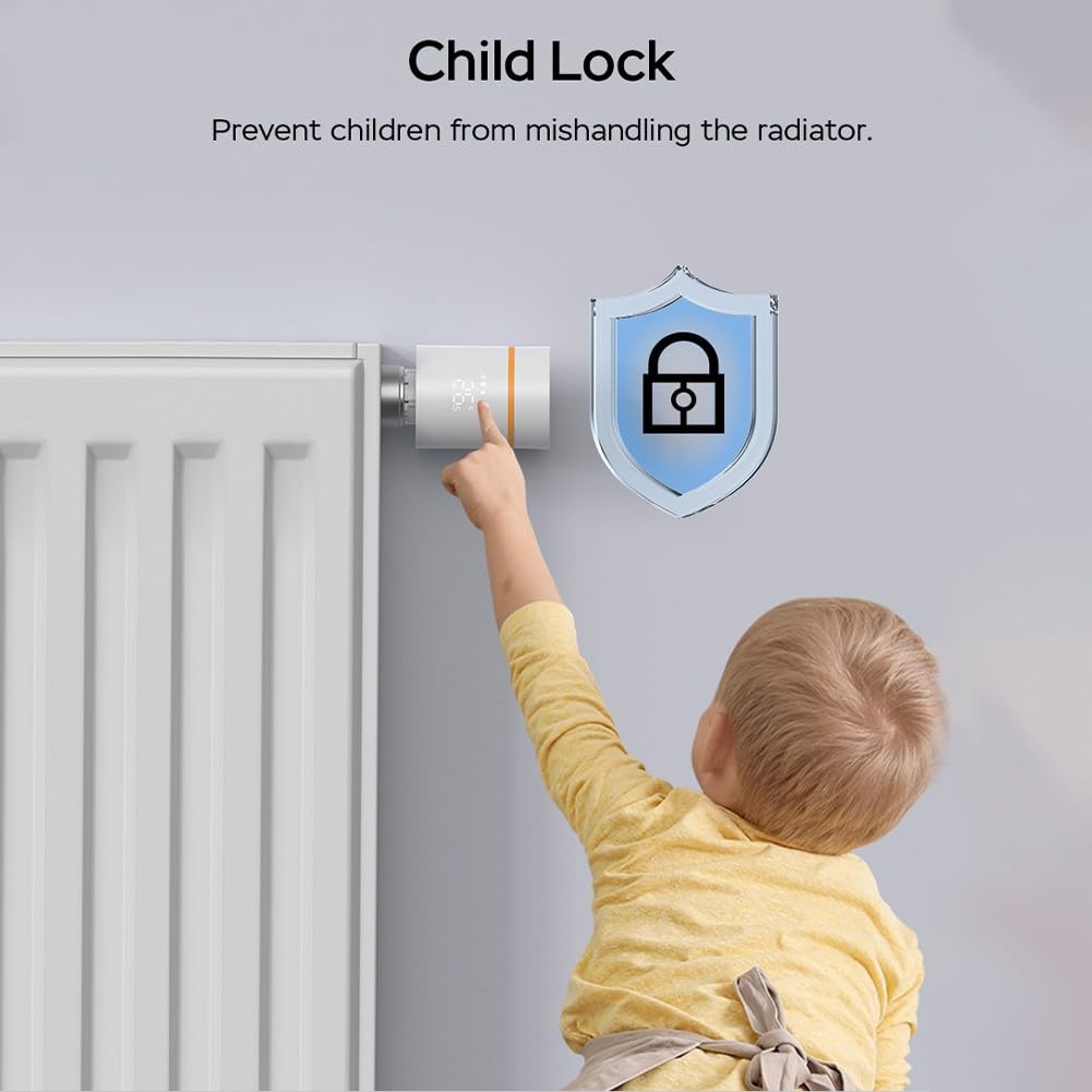 Válvula termostática para radiador inteligente WiFi para Tuya para Smart Life, cabezal TRV M30 x 1,5 mm con control de voz, anticongelante y bloqueo infantil, funciona con pilas