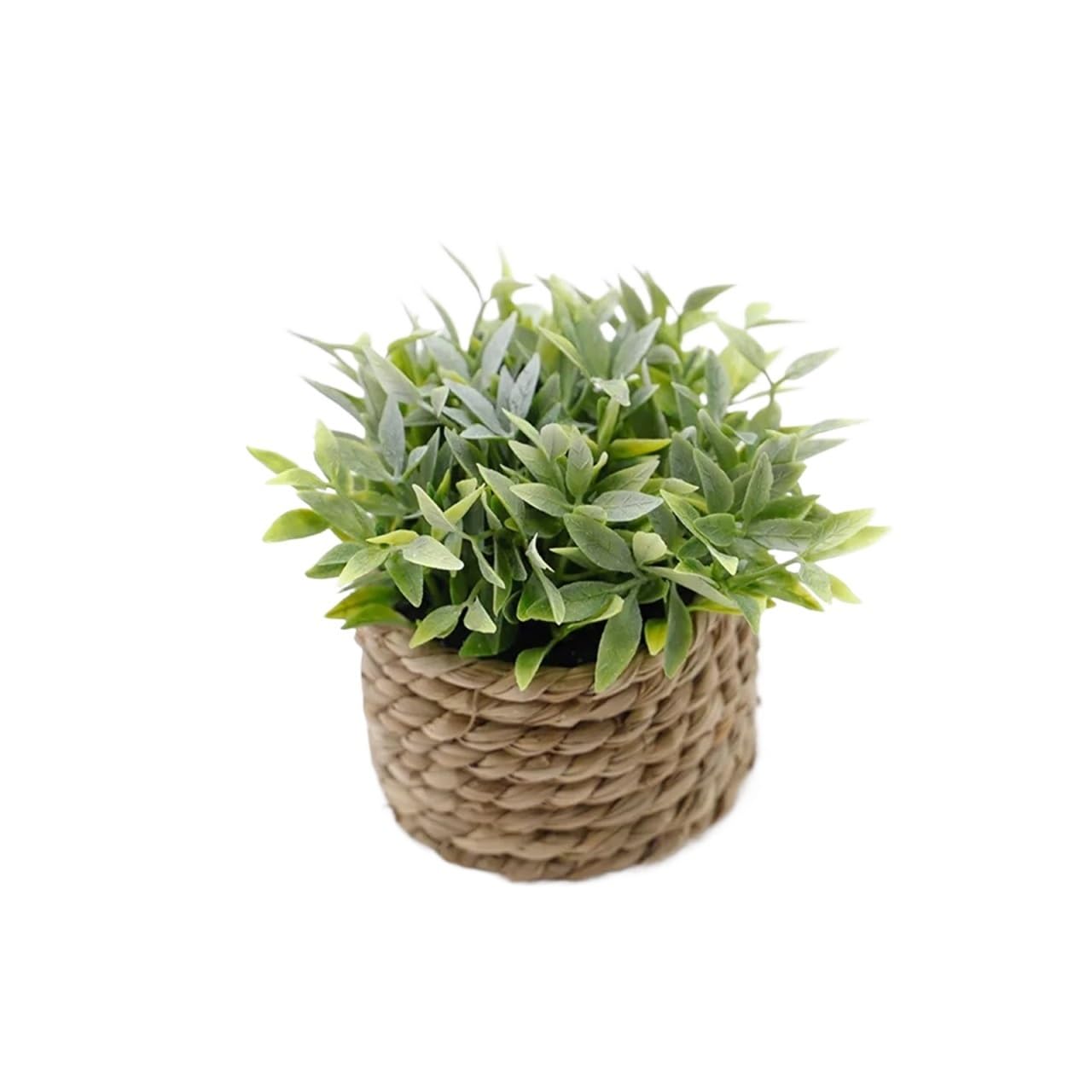 Small Artificial Plants Green Artificial Potted Plant Eucalyptus Grass Woven Simulated Plants Plastic Leaf 11cm Decorations Home Decor(Color1)