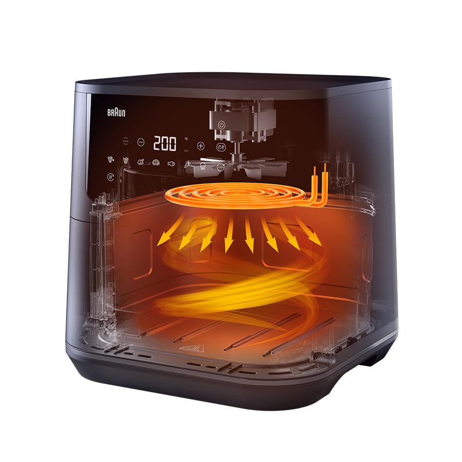 Braun MultiFry 7-8L Airfryen con 8 ajustes preestablecidos, 1900W, Negro